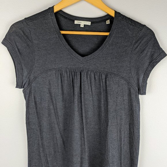 Vince Black V-Neck Short Sleeve Cotton T-Shirt S - Picture 3 of 6